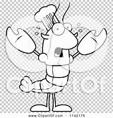 Mascot Crawdad Lobster Scared Chef Character sketch template