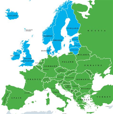 map  europe area  map  europe countries