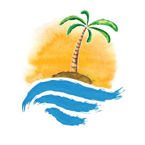 tropische palme auf insel mit meer vektor abbildung illustration von