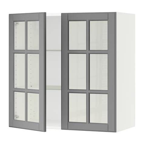 sektion wall cabinet   glass doors white bodbyn gray xx