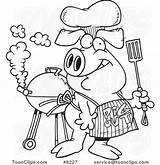 Pig Bbq Drawing Line Cartoon Wearing Apron Ron Leishman Getdrawings Protected Law Copyright May sketch template