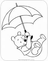 Winnie Pooh Coloring Pages Umbrella Disneyclips Floating sketch template