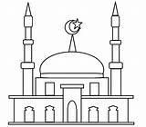 Mewarnai Masjid Anak Islami Tk Paud Menara Berkubah Kubah sketch template