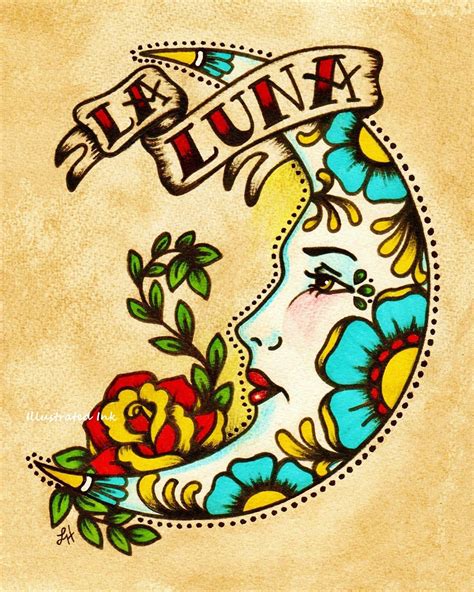 Mexican Folk Art Prints Sun Moon Loteria El Sol And La Luna