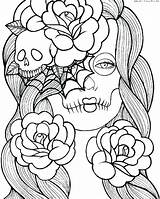 Coloring Pages Girly Sugar Printable Skull Graffiti Girl Colored Already Multicultural Getdrawings Color Skulls Colouring Getcolorings Print sketch template