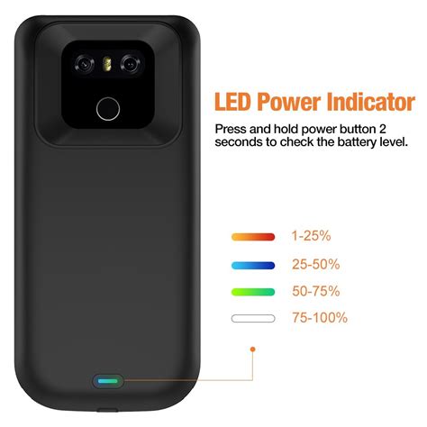 Brexlink 5000mah Lg G6 Rechargeable Portable Battery Case Black