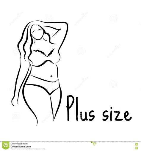 plus size model woman sketch hand drawing style fashion logo with