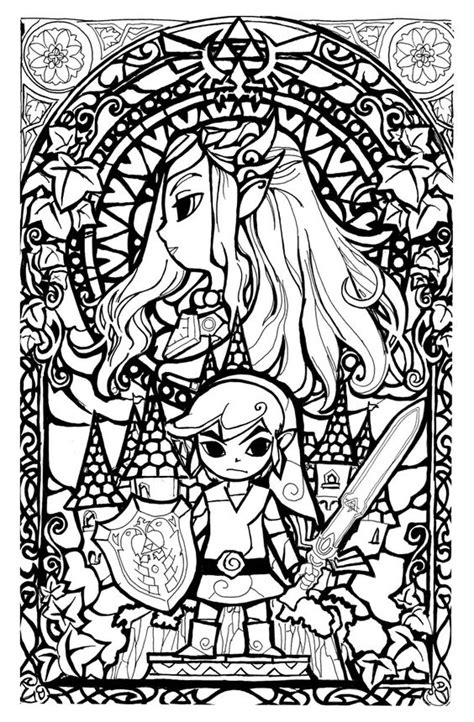 print   coloring page coloring legend  zelda stainglass