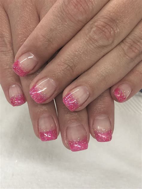 pink french gel nails rose nails pink nails pink images cute nail