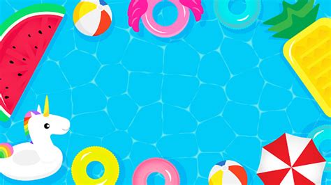 Pool Party Frame Background Vector Illustration Top View Of Swimming