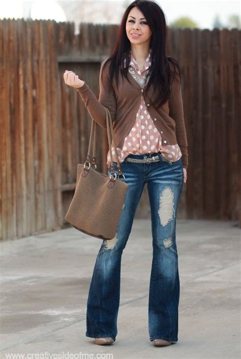 bootcut jeans and cardigan especially attractive on the