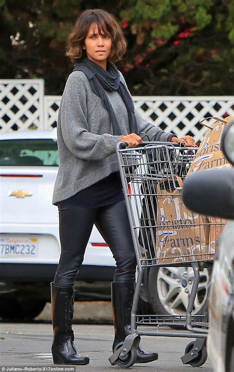 Halle Berry Dons Leather Trousers And Rubber Boots To Go