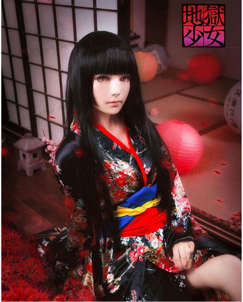japanese anime hell girl enma ai cosplay costume women girls kimono
