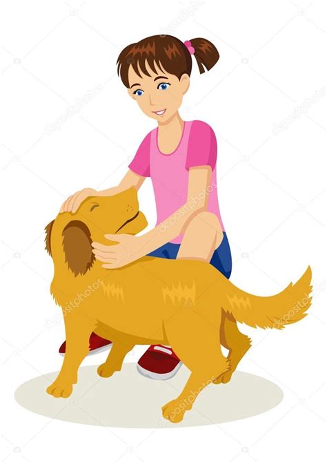 Chica Joven Con Su Perro — Vector De Stock © Rudall30