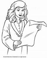 Hermione Granger Coloring Paper Read Harry Reading Drawings Potter sketch template