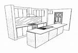 Kitchen Drawing Simple Interior Layout Sketch Cabinet Designs Layouts Room Plans sketch template
