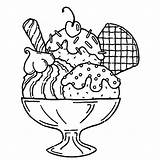 Ice Cream Coloring Pages Sundae Cone Print Printable Drawing Color Kids Dessert Waffle Cube Banana Split Shop Template Cute Whipped sketch template