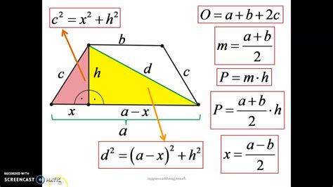 primena pitagorona teorema na jednakokraki trapez formule youtube