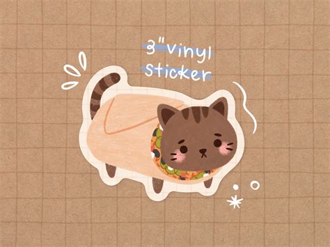 katze burrito vinyl sticker kawaii sticker suesse katze etsy