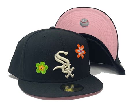 black chicago white sox flower pattern fifty  era fitted hat