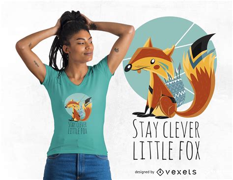 fox cartoon illustration t shirt design vector download