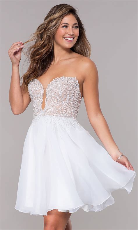 Ivory White Short Strapless Homecoming Party Dress