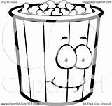 Popcorn Bucket Clipart Cartoon Mascot Coloring Cory Thoman Outlined Vector Royalty sketch template