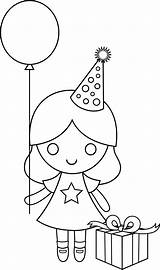Coloring Birthday Girl Drawing Girls Kids Pages Clip Happy Line Clipart Drawings Cute Cliparts Sweetclipart Colorable Birthdays Library Getdrawings Choose sketch template