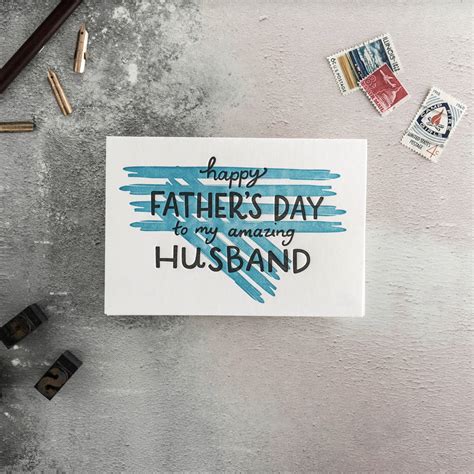 happy fathers day   husband letterpress card  hunter paper