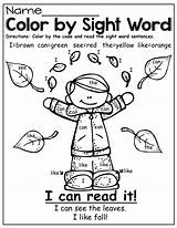 Sight Coloring Word Color Pages Words Fall English Kindergarten Worksheets Printable Colouring Kids Style Colour Education Drawing Math Print Work sketch template