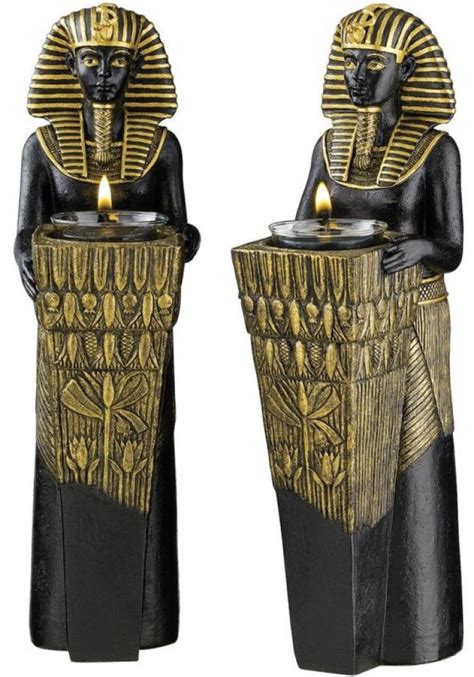 Egyptian Pharaoh Servant Statue Sculpture Candle Holder