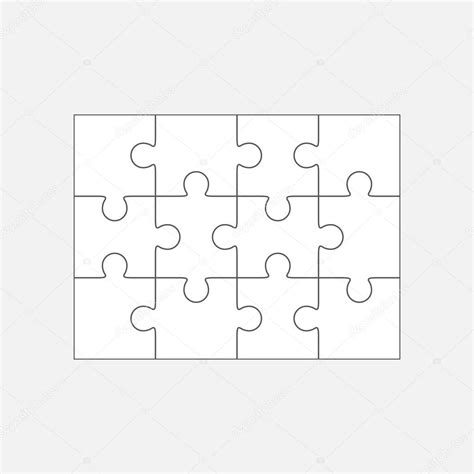 jigsaw puzzle vector blank simple template  twelve pieces premium