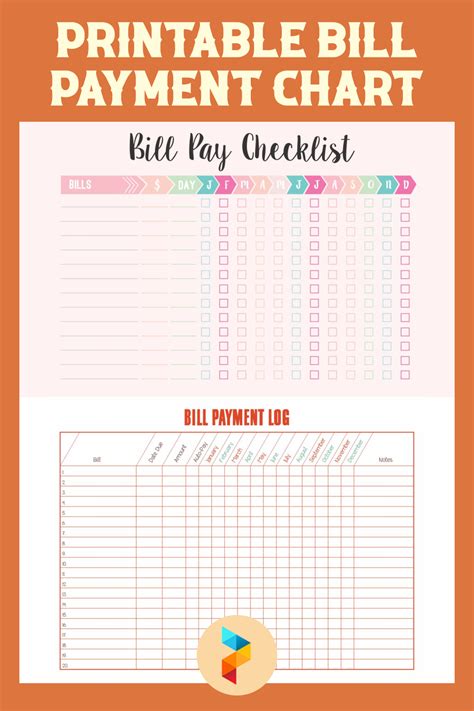 bill payment chart    printables printablee