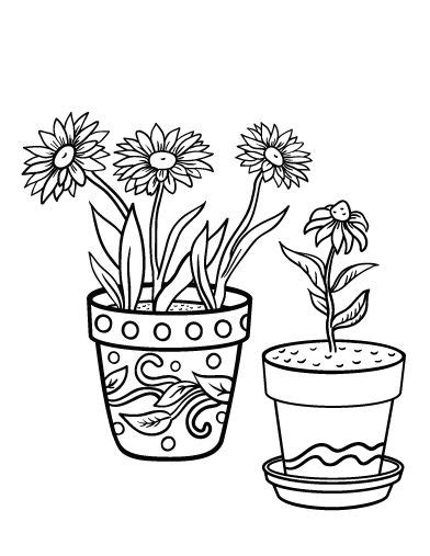 flower pot coloring page coloriage