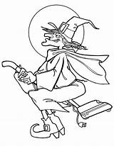 Witch Coloring Pages Halloween Printable Kids Colouring Broom Sheets sketch template