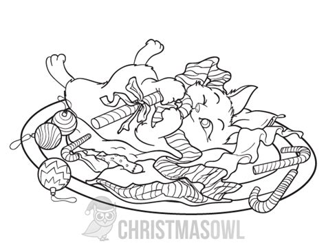 christmas cat coloring page