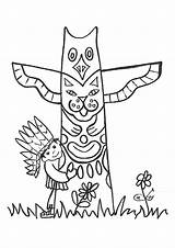 Totem Yakari Indianen Indien Aborigen Tipi Totempaal Kleurplaten Indians índio Maternelle Bezoeken Indiaan Autochtone Rolando sketch template