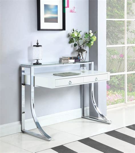 contemporary glossy white writing desk quality furniture