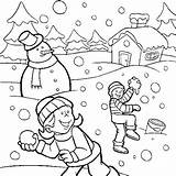 Winter Kids Coloring Pages Printable Snow Playing Christmas Children Sheets Anycoloring sketch template