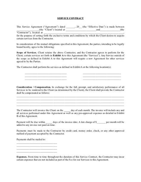 service contract template   business