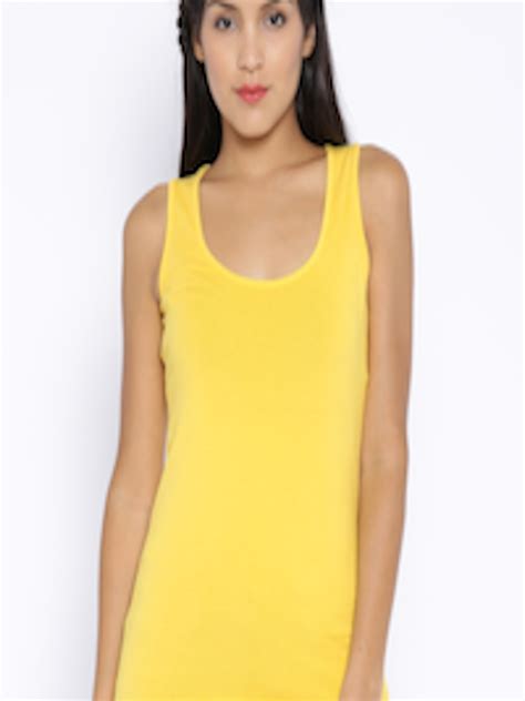 buy  yellow tank top tops  women  myntra