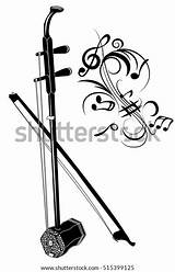 Erhu Musical Bow sketch template