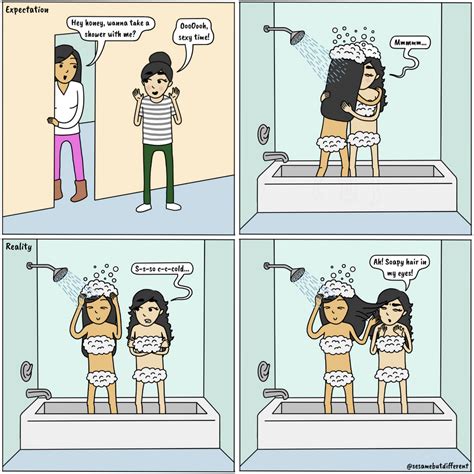 cute comics about lesbian couple shower lgbtq sesame but different
