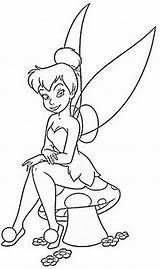 Tinkerbell Coloring Pages Mushroom Sitting Above Sheets Disney Pan Peter Fairy Kids Dibujos Books Google Sentada Printable Au Hongo Adult sketch template