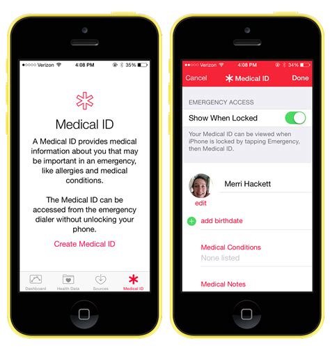 setup medical id  ios  health app  pixels
