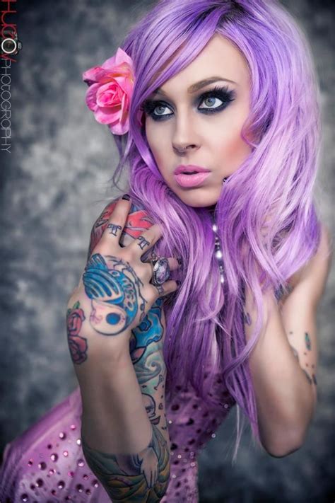 Hot Girl With Lavender Purple Hair And Tattoos Gothic Hair Pinterest