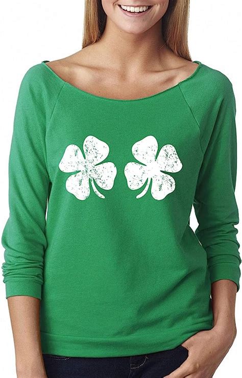 Four Leaf Clover Sexy Funny St Patrick S Day Off The Shoulder Long