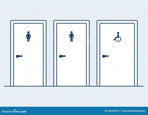 bathroom doors illustration stock vector illustration  gender