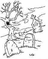 Graveyard Coloring Halloween Spooky Pages Cemetery Drawing Kids Printable Print Getcolorings Color Network Getdrawings sketch template