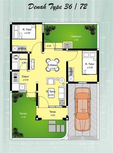 denah  desain rumah minimalis type    lantai
